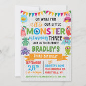 リトルモンスター3歳の誕生日 招待状 (正面)