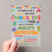 リトルモンスター4歳の誕生日 アクリル招待状 (インサイチュ (ポータブル))