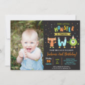 リトルモンスター 2歳の誕生日パーティー招待状 男の子 招待状 (正面)