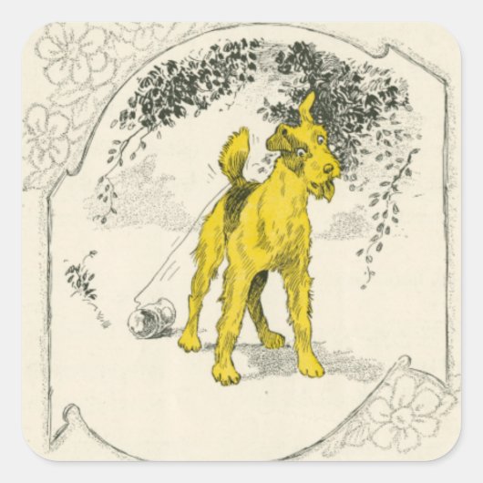 リトルヤラー犬 スクエアシール (正面)