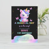 リトルユニコーンレインボー誕生日招待状 招待状 (スタンド正面)