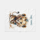 リトルライオパーソナライズされたン フリースブランケット (正面(横))