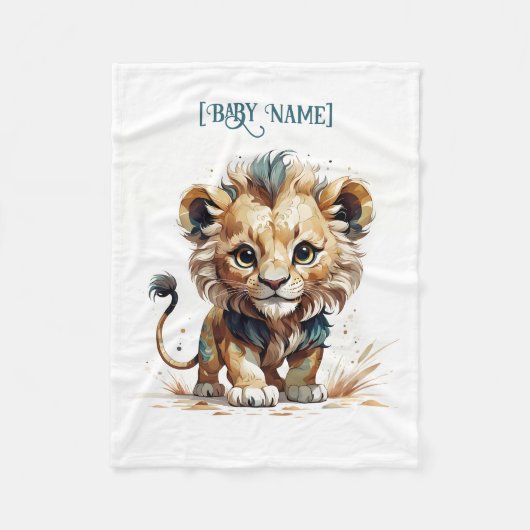 リトルライオパーソナライズされたン フリースブランケット (正面)