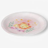 リトルライオンその女の子の水色ピンクの赤ちゃんシャワー ペーパープレート (アングル)