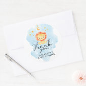 リトルライオンその男の子の水色ブルーありがとう ラウンドシール (封筒)