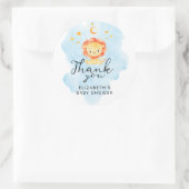 リトルライオンその男の子の水色ブルーありがとう ラウンドシール (バッグ)