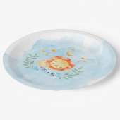 リトルライオンその男の子の水色ブルーベビーシャワー ペーパープレート (アングル)