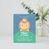 リトルライオンカブと王冠ベビー1st誕生日の写真 招待状 (スタンド正面)