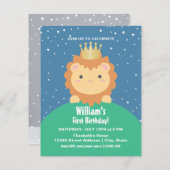 リトルライオンカブと王冠ベビー1st誕生日の写真 招待状 (正面/裏面)