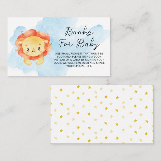 リトルライオンザボーイウォーターカラーブックゲスト エンクロージャーカード (正面/裏面)