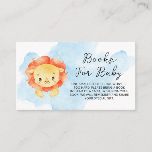 リトルライオンザボーイウォーターカラーブックゲスト エンクロージャーカード (正面)