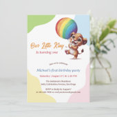 リトルライオンファンカラフルな最初の誕生日 招待状 (スタンド正面)