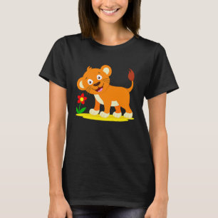 リトルライオンベビーと花のベビーライオンの子どもへ Tシャツ