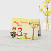 リトルライディングフード誕生祝い カード (黄色い花)