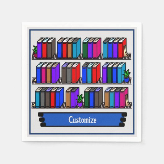 リトルライブラリブッククラブホワイト スタンダードカクテルナプキン (正面)