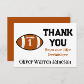 リトルラインバックアーサッカー男の赤ちゃんの最初の誕生日 サンキューカード (正面/裏面)