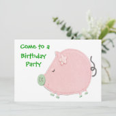 リトルラウンドピンクピギー誕生日パーティー 招待状 (スタンド正面)