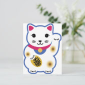 リトルラッキーキャット、招き猫、招き猫 ポストカード (スタンド正面)
