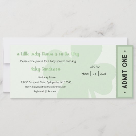 リトルラッキーチャームオンザウェイ招待状 招待状 (正面)