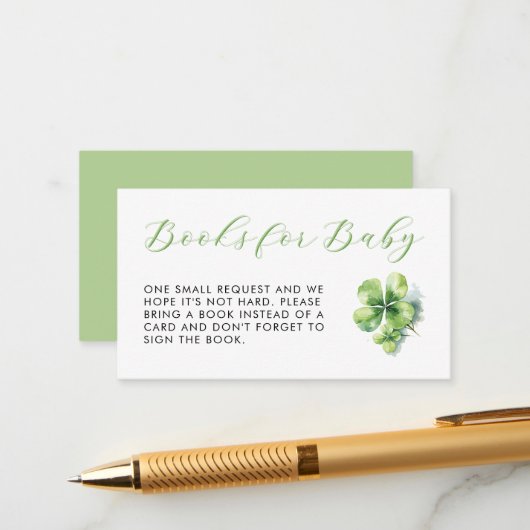 リトルラッキーチャーム赤ちゃんシャワーベビー本 エンクロージャーカード (正面/裏面インサイチュ)