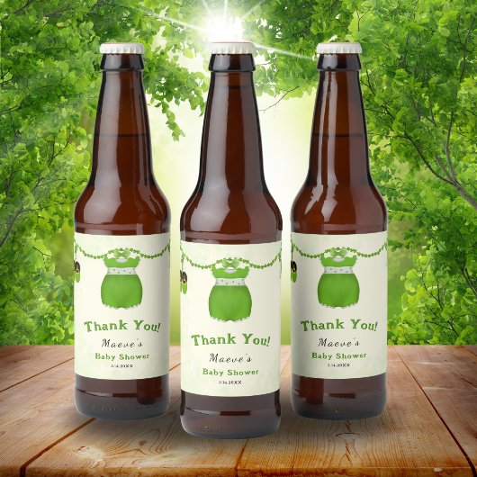 リトルラッキーワンシャムロックベビーガールウェア ビールラベル