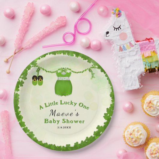 リトルラッキーワンシャムロックベビーガールウェア ペーパープレート (パーティー)