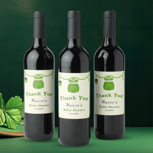 リトルラッキーワンシャムロックベビーガールウェア ワインラベル