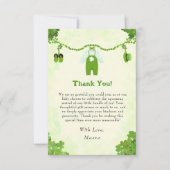 リトルラッキーワンシャムロックベビー衣装ベビーシャワー サンキューカード (正面)