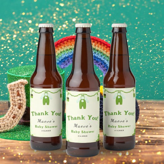 リトルラッキーワンシャムロックベビー衣装ベビーシャワー ビールラベル