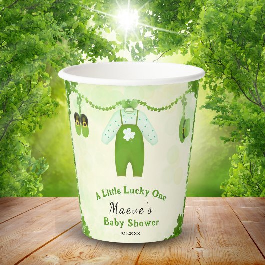 リトルラッキーワンシャムロックベビー衣装ベビーシャワー 紙コップ