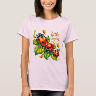 リトルラディバグカラフル昆虫ピンクデザイン Tシャツ