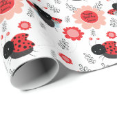 リトルラディバグハッピーバースデー名前をカスタムする ラッピングペーパー (ロールコーナー)