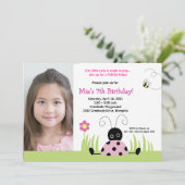 リトルラディバグピンクガール誕生日テンプレート 招待状 (スタンド正面)