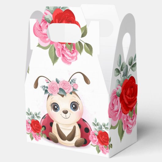 リトルラディバグ赤ピンクフローラガールベビーシャワー フェイバーボックス (オープン)