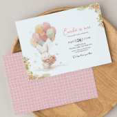 リトルラビットバルーンファースト誕生日 招待状