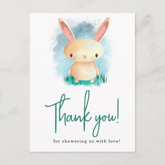 リトルラビットベイビーシャワーのお礼 ポストカード (正面)