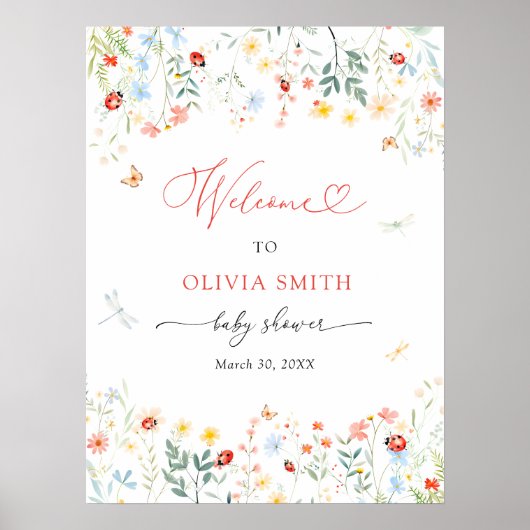 リトルラブバグかわいいガーデン赤ちゃんシャワーへようこそ ポスター (正面)