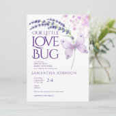 リトルラブバグバタフライラベンダーベビーシャワー 招待状 (スタンド正面)