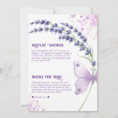 リトルラブバグバタフライラベンダーベビーシャワー 招待状 (裏面)