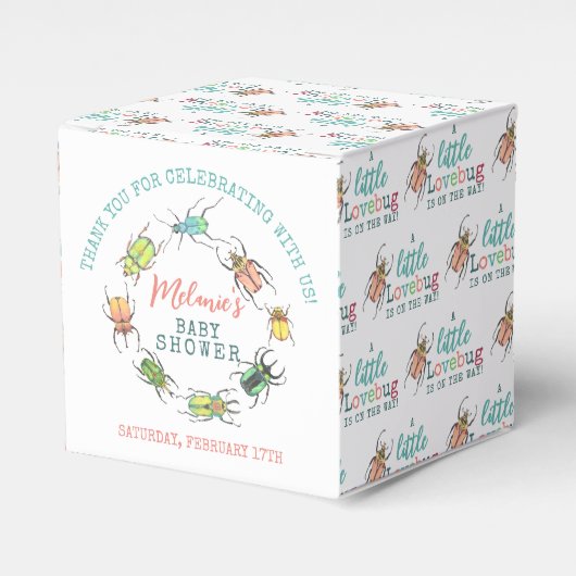 リトルラブバグ赤ちゃんシャワーお願いボックス フェイバーボックス (正面サイド)