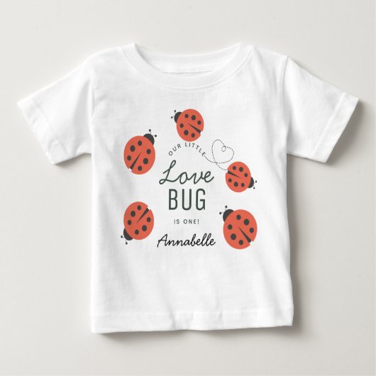 リトルラブバグ レディレッド レディバグ 誕生日 ベビーTシャツ (正面)