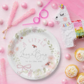 リトルラブバグ ワイルドフラワー ピンクボウ ベビーシャワー ペーパープレート (パーティー)