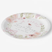 リトルラブバグ ワイルドフラワー ピンクボウ ベビーシャワー ペーパープレート (アングル)