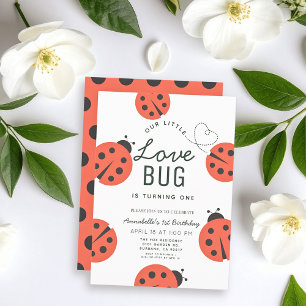 リトルラブバグLadybug Girl 1st Birthday 招待状