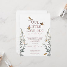 リトルラブバグQRコードベビーシャワー招待状