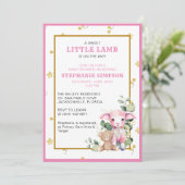 リトルラムオンザウェイ |ピンクベビーシャワー招待状 招待状 (スタンド正面)