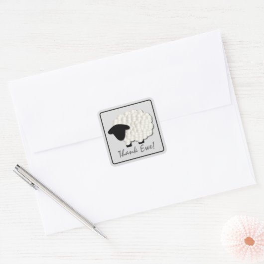 リトルラムサンキューステッカー(スクエア) スクエアシール (封筒)