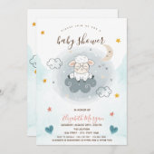 リトルラムシープクラウドムーンスターベビーシャワー 招待状 (正面/裏面)