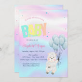 リトルラムシープホログラフィックベビーシャワー 招待状 (正面/裏面)