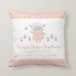 リトルラムピンクカワイガール誕生統計子供部屋 クッション